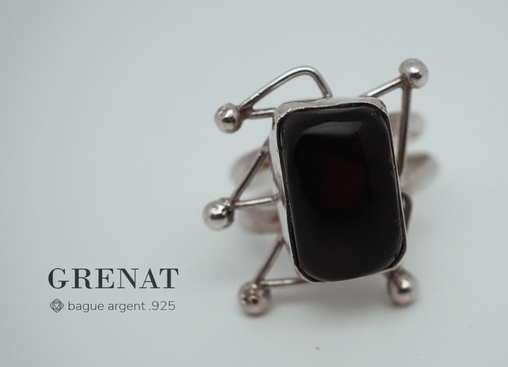 Bague en argent 925 avec pierre Grenat T53, Neuf, Plus petit que 17, Argent, Argent