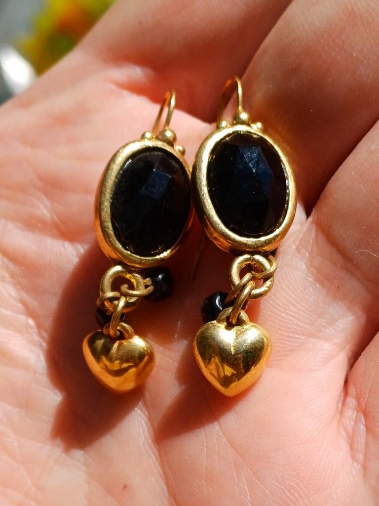 Lange oorringen zwart goud, Handtassen en Accessoires, Oorbellen, Ophalen of Verzenden, Zo goed als nieuw, Zwart, Goud