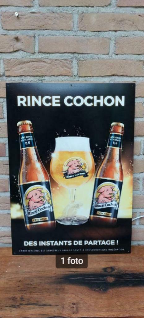 Panneau publicitaire pour la bière Rince Cochon (60 x 40 cm), Collections, Marques de bière, Neuf, Panneau, Plaque ou Plaquette publicitaire