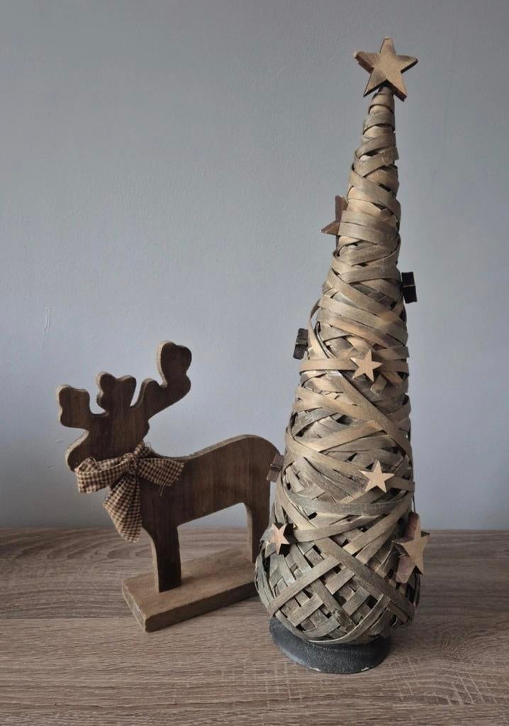 Décoration Noël sapin + cerf en bois, Divers, Enlèvement ou Envoi, Utilisé