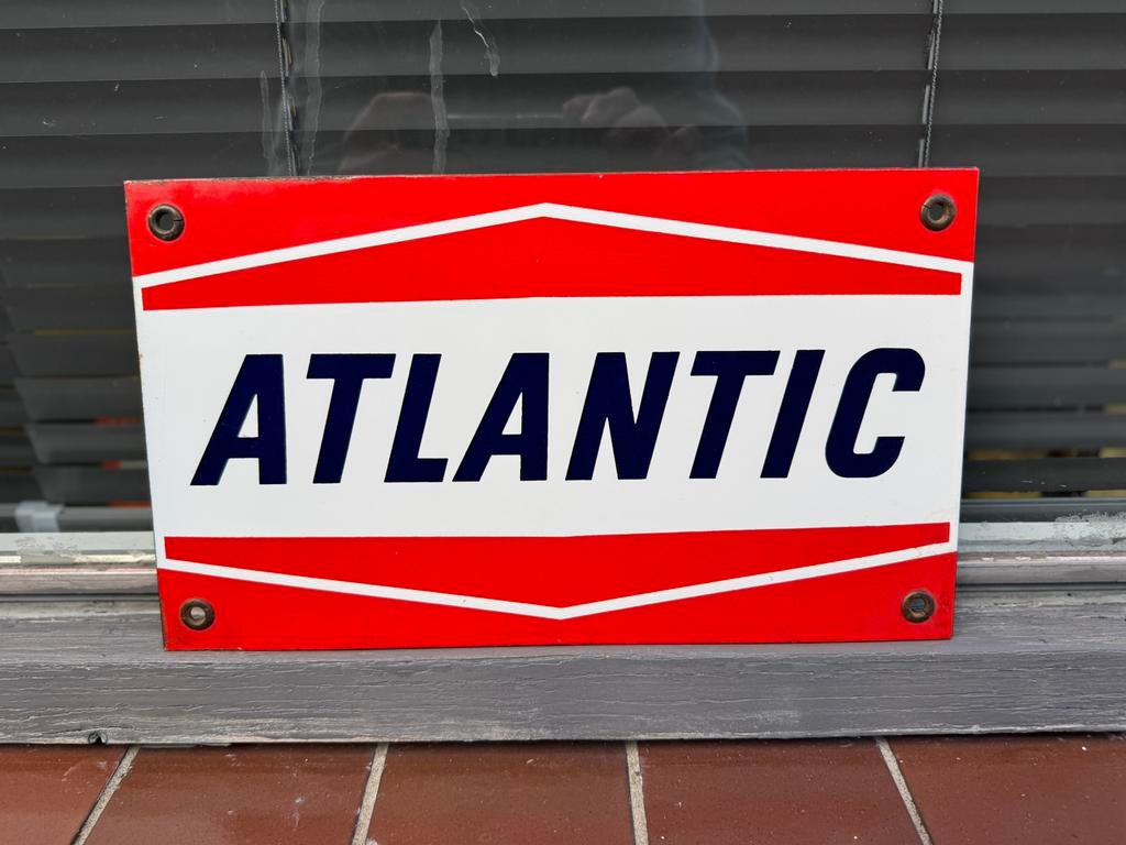 Panneau d'affichage émaillé ATLANTIC, Enlèvement ou Envoi, Utilisé, Panneau publicitaire