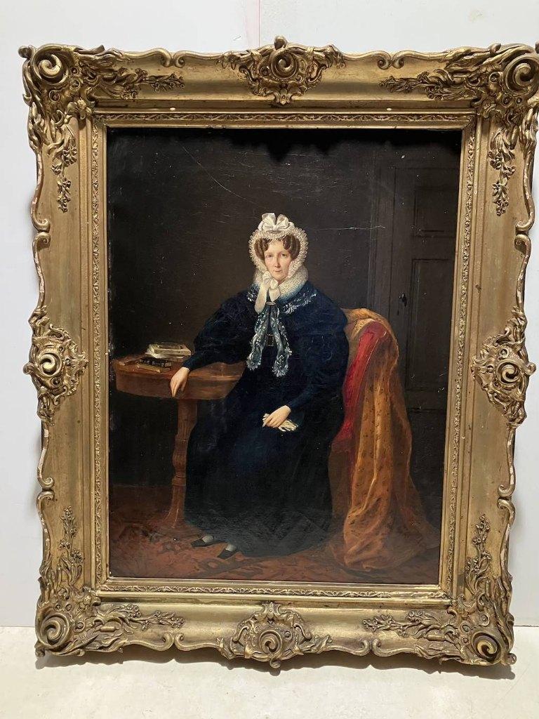 portrait d'une dame, 19 éme, éc française, huile sur toile, Enlèvement