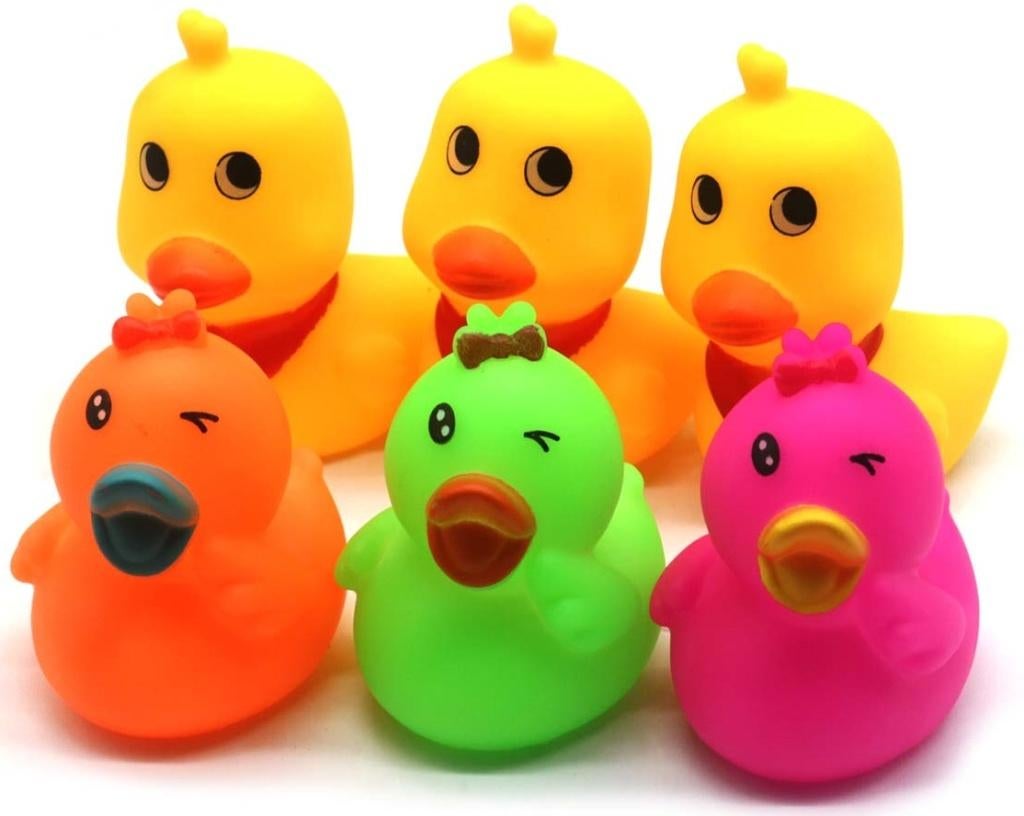 PARTIJ GEKLEURDE DUCK 5,5CM MET GELUID, Ophalen, Nieuw