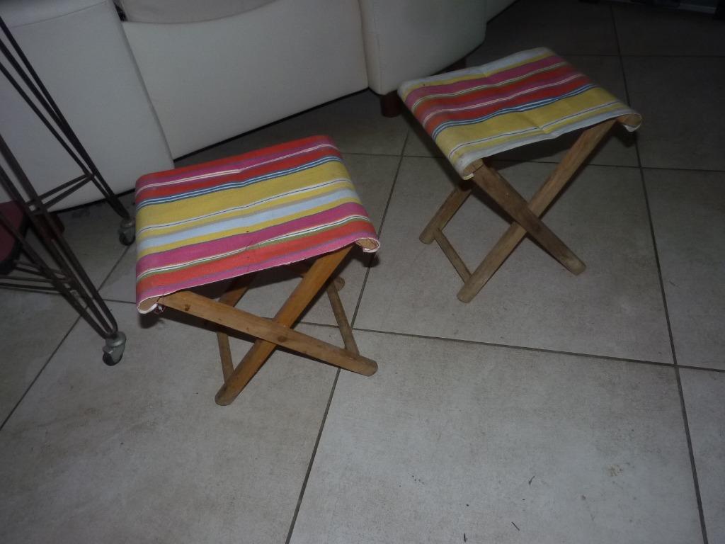 2 sièges de camping plissés vintage