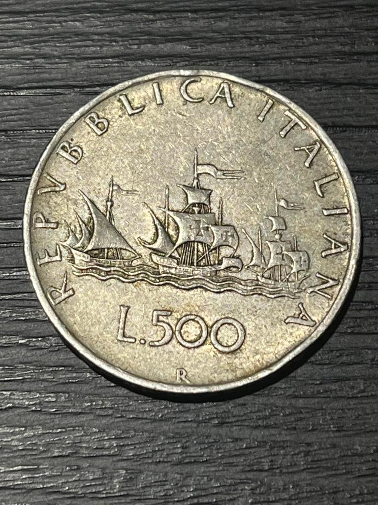 Zilver – Italiaanse 500 Lire munt (Caravelle), Enlèvement ou Envoi, Italie, Monnaie en vrac, Argent