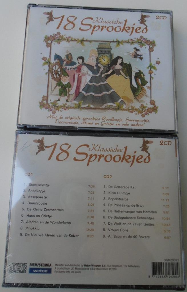 18 KLASSIEKE SPROOKJES DUBBEL CD NIEUW, Cd's en Dvd's, Ophalen of Verzenden, Nieuw in verpakking, Verhaal of Sprookje, 3 tot 5 jaar