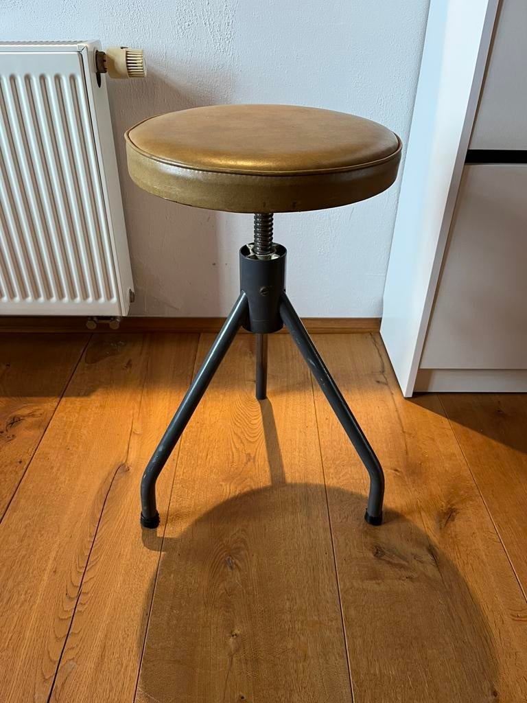 Tabouret tripode Vintage Atelier, Enlèvement, Réglable en hauteur, Utilisé, Fer
