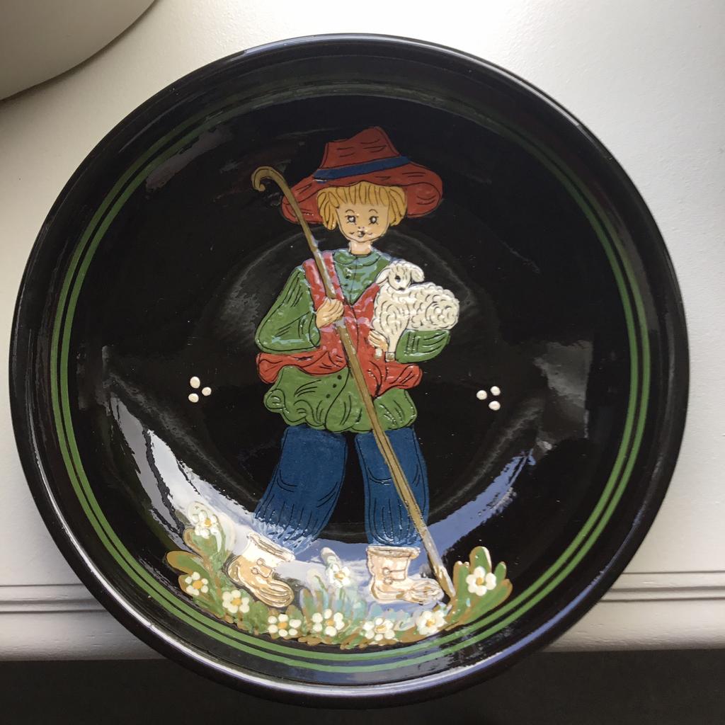 Vintage keramische art plaat in reliëf, Ophalen of Verzenden