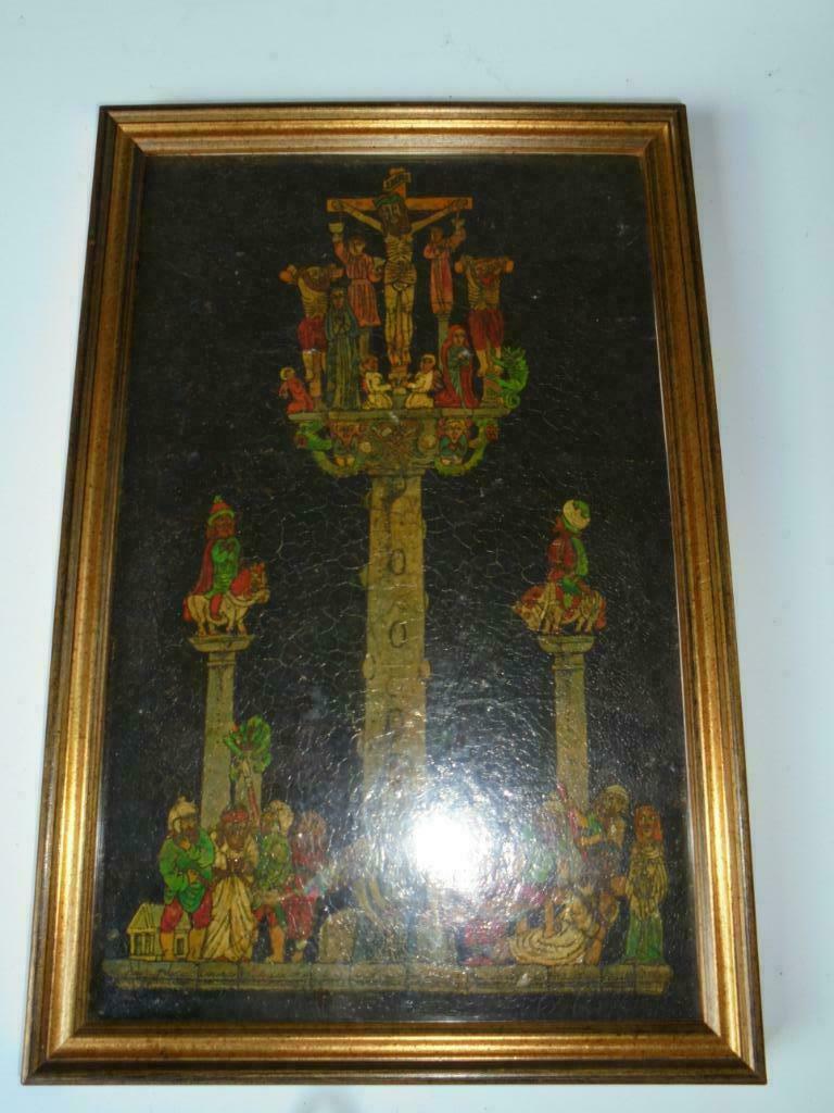 oud schilderij op leder  - India, Antiek en Kunst, Kunst | Schilderijen | Klassiek, Ophalen