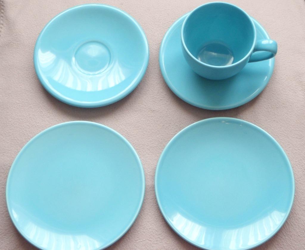 Stevig, turquoise ontbijtsetje van CASA, Huis en Inrichting, Ophalen, Effen, Bord(en)
