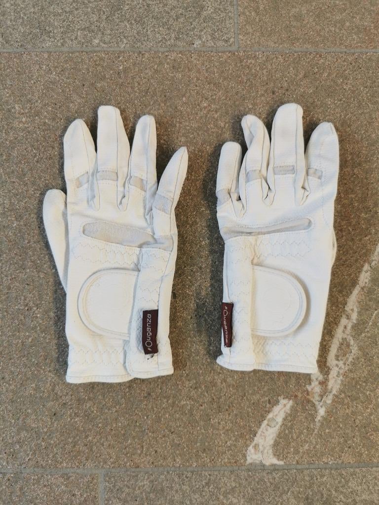Witte wedstrijd handschoenen van Fouganza, Dieren en Toebehoren, Paardrijkleding, Kinderen, Dressuur, Overige typen, Ophalen of Verzenden