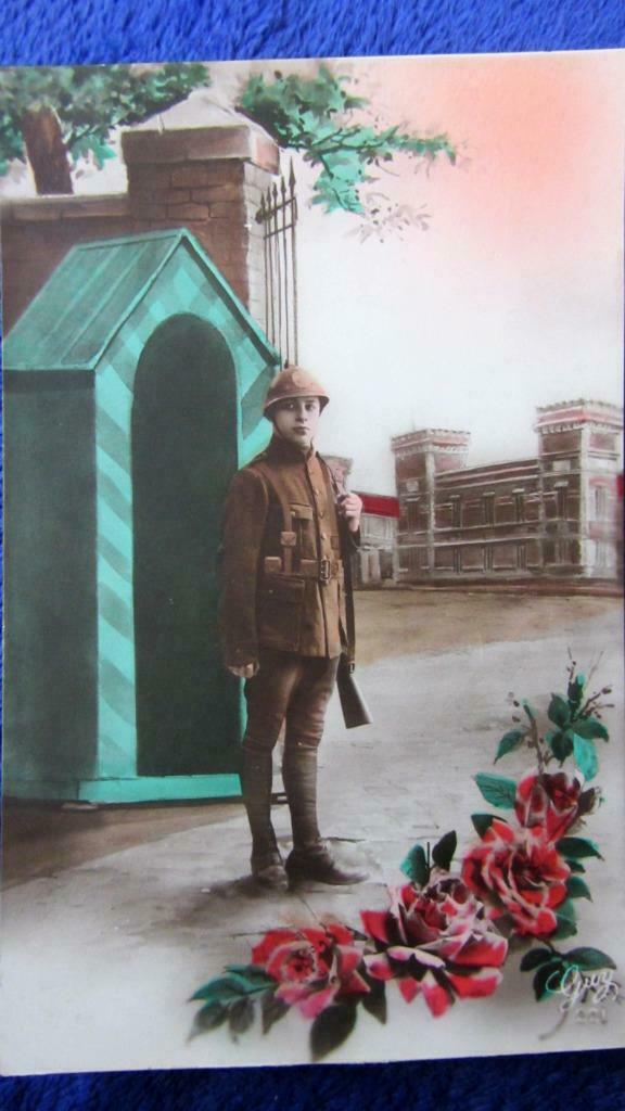 FANTASIEKAART-MILITAIRE KAART- SOLDAAT MET WACHTDIENST-1921, Verzamelen, Ophalen of Verzenden, 1920 tot 1940, Gelopen, Overige thema's