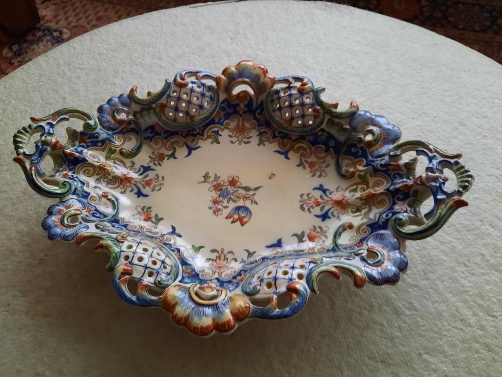 vintage veelkleurige (fruit)schaal Rouen, Antiek en Kunst, Ophalen
