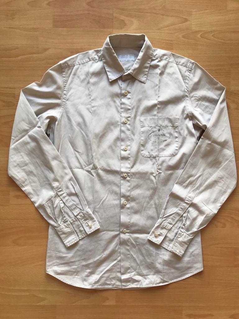 PRADA Chemise Shirt 100% Coton Made in Italy 38/15, Enlèvement, Porté, Gris
