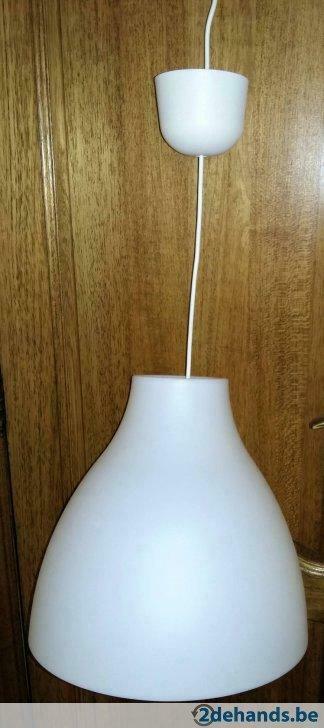 Witte hanglamp kunststof doorsnede 39 cm hoogte 37 cm, Ophalen of Verzenden, Gebruikt, Kunststof