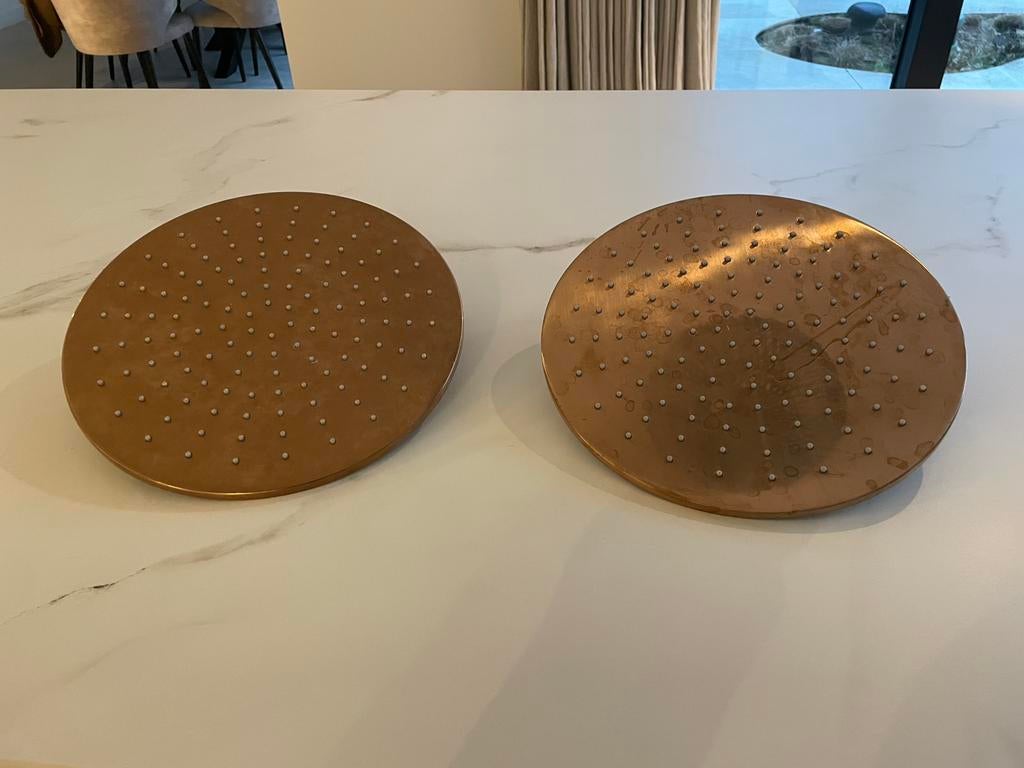 2 x Blaufoss 300 ronde douchekop 30 cm Brushed Rose Gold, Ophalen, Gebruikt