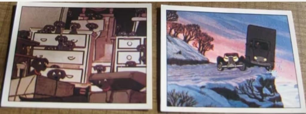 101 Dalmatiërs: 2 oude Panini stickers, Verzamelen, Ophalen of Verzenden, Zo goed als nieuw, Strip of Tekenfilm