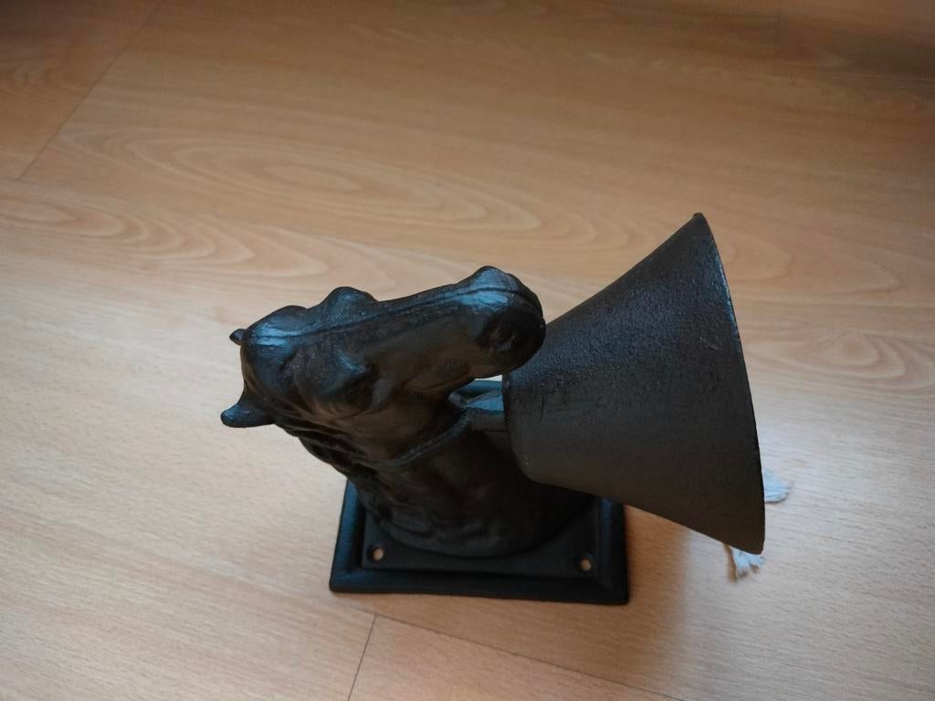 Handgemaakte gietijzeren deurbel gong. Paard. Nieuw !!, Ophalen