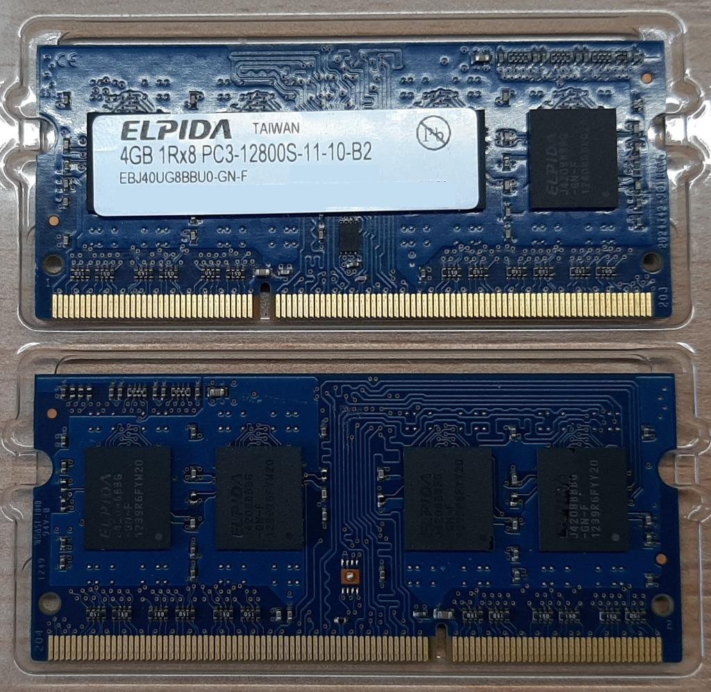 8GB - 2x 4GB SODIMM PC3-12800S DDR3 ELPIDA EBJ40UG8BBU0-GN-F, Computers en Software, RAM geheugen, Ophalen, 8 GB, DDR3, Zo goed als nieuw
