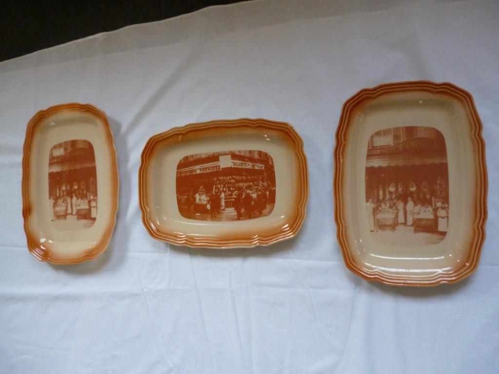 3 anciens plats en céramique boucherie boucher charcuterie, Enlèvement ou Envoi