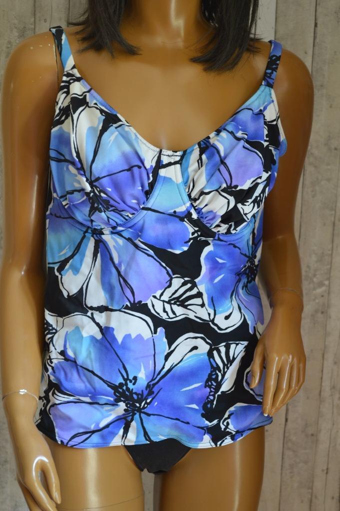 Fantasie tankini zwart/blauw/paars/wit boven EU90E broek XXL, Overige typen, Overige kleuren, Fantasie, Ophalen of Verzenden