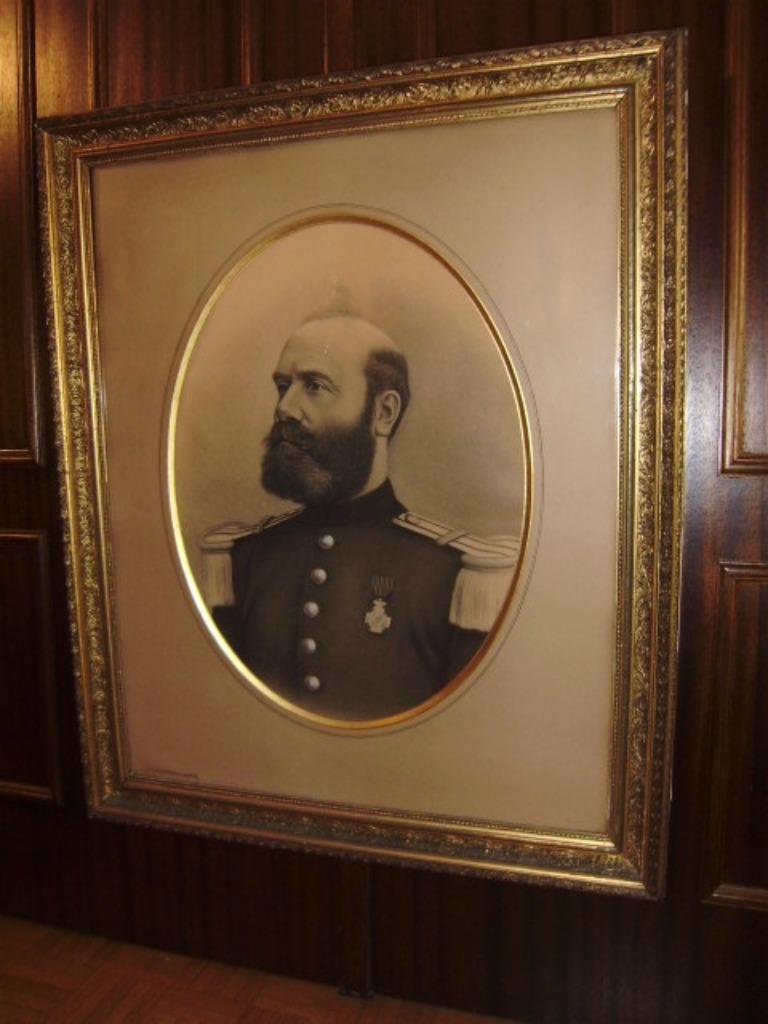 Originele potloodtekening van een militair in vergulde kader, Ophalen