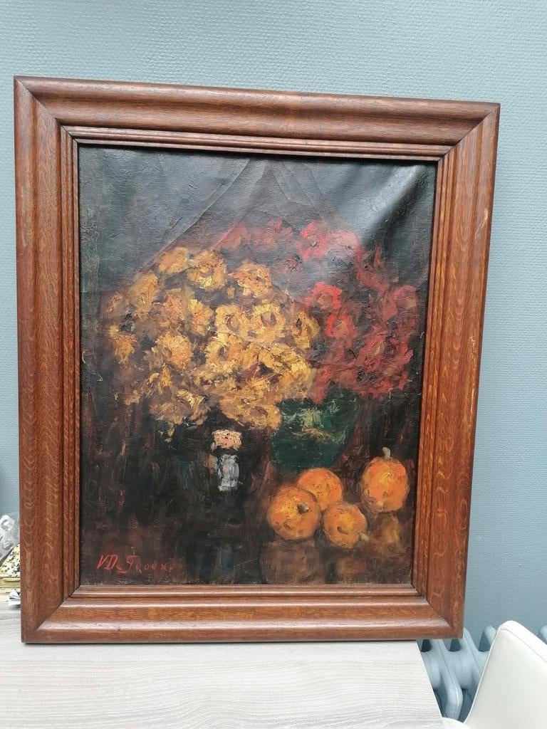 Schilderij op doek VD Groux 54 x 42 met eiken kader, Antiek en Kunst, Kunst | Schilderijen | Klassiek, Ophalen