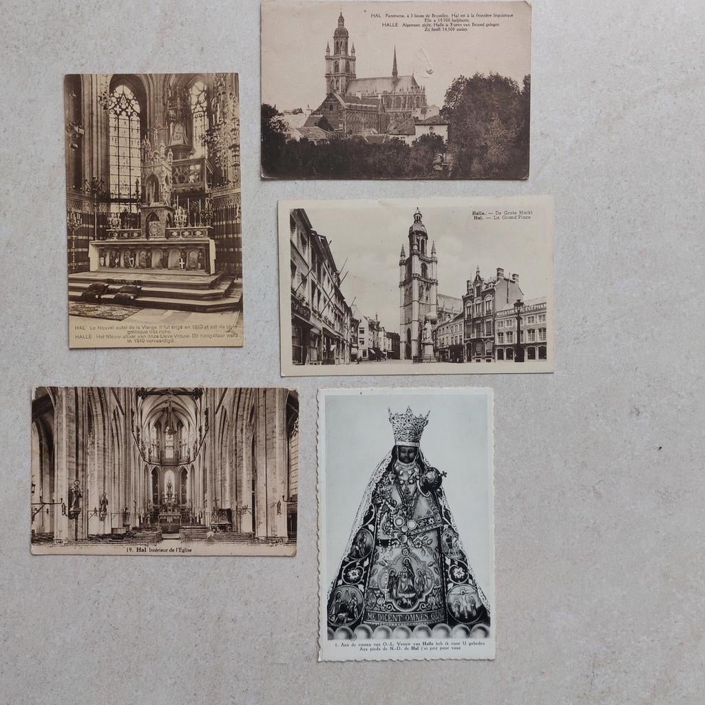5 oude postkaarten van Halle, Verzamelen, Postkaarten | België, Ophalen of Verzenden