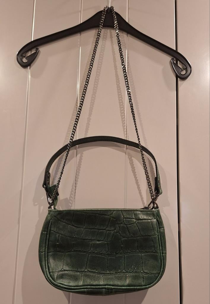 Handtas schoudertas Milano croco groen, Enlèvement ou Envoi, Comme neuf, Vert