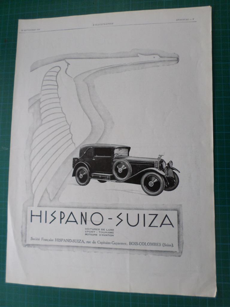 Hispano-Suiza - publicité papier - 1928, Enlèvement ou Envoi, Utilisé, Autres types
