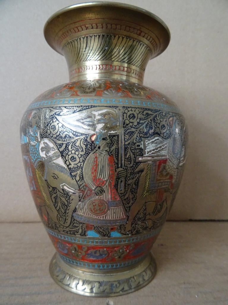 Volkskunst vaas India vintage vaas India koperen vaas 14cm, Huis en Inrichting, Ophalen of Verzenden, Zo goed als nieuw, Overige kleuren
