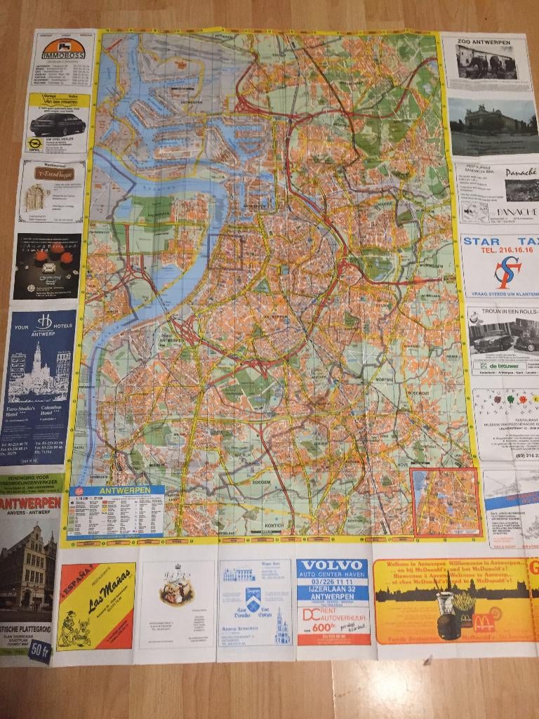 Kaart Antwerpen Toeristische plattegrond, Boeken, Ophalen of Verzenden, Zo goed als nieuw, 1800 tot 2000, Landkaart