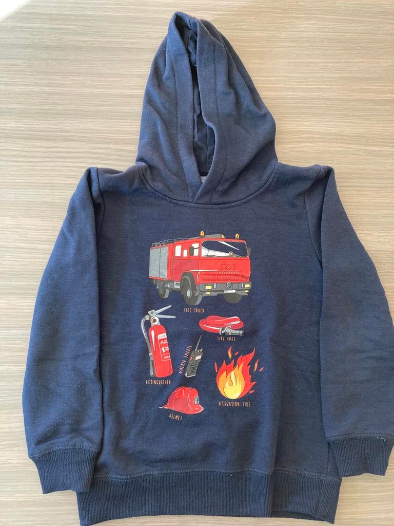 Trui/hoody brandweer - zwart - maat 122/128, Ophalen of Verzenden, Gebruikt, Jongen of Meisje, Trui of Vest