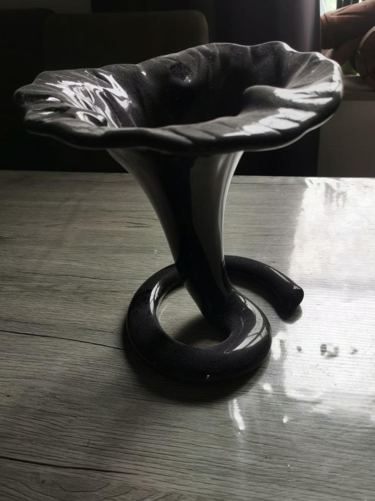 Vase trompette vintage en verre noir de Murano, Enlèvement