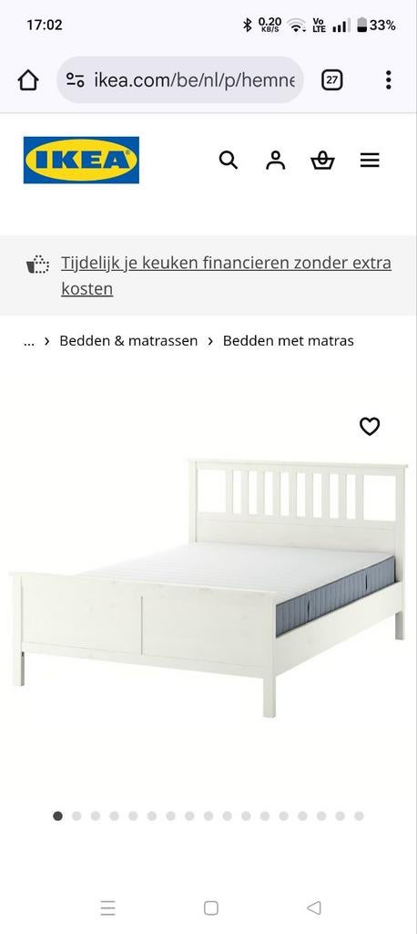 Hemnes bed 180cm-200cm, Huis en Inrichting, Ophalen, Wit