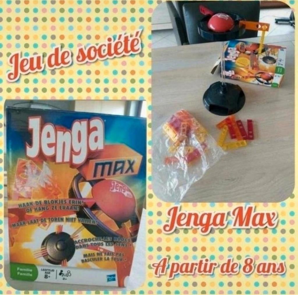 Jeu Jenga Max-Hasbro-A partir de 8 ans, Enlèvement ou Envoi, Utilisé