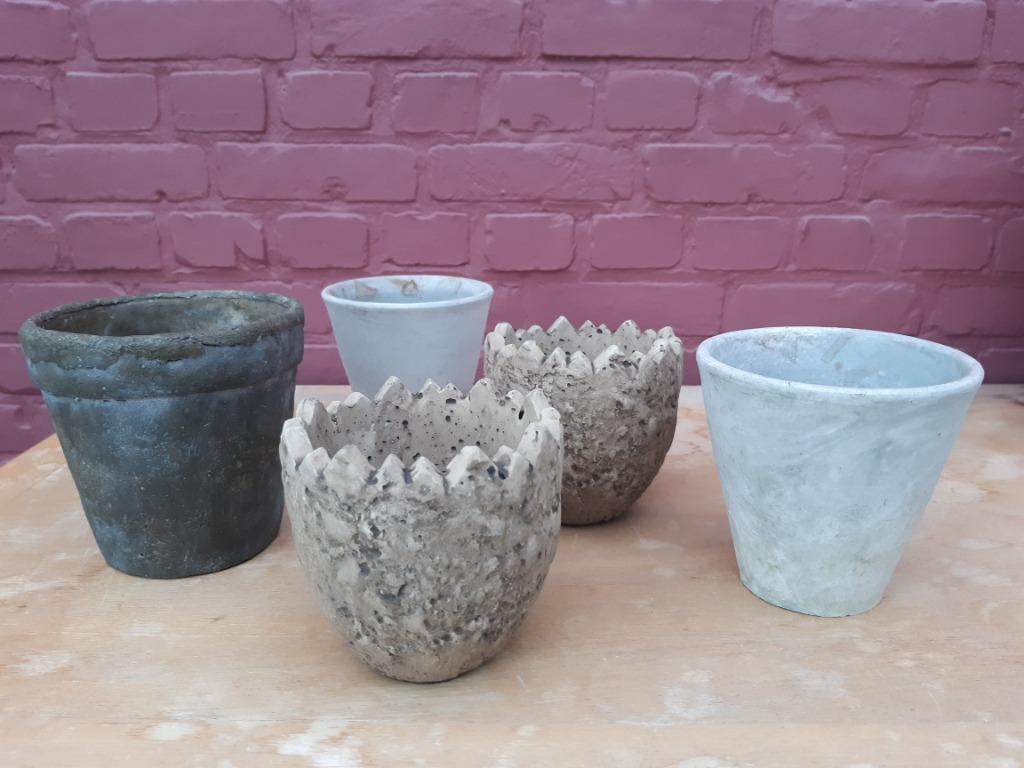 assortiment 5 rustieke bloempotten - cache-pots, Gebruikt, Rond, Binnen, Ophalen of Verzenden