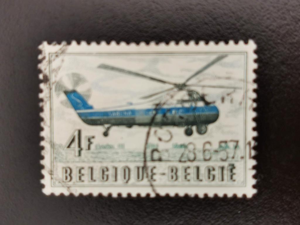 Belgique 1957 - hélicoptère Sabena, Enlèvement ou Envoi, Affranchi, Avions