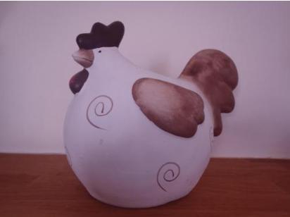 décor de poulet blanc en terre cuite (hauteur 21 cm), Enlèvement, Neuf, Animal