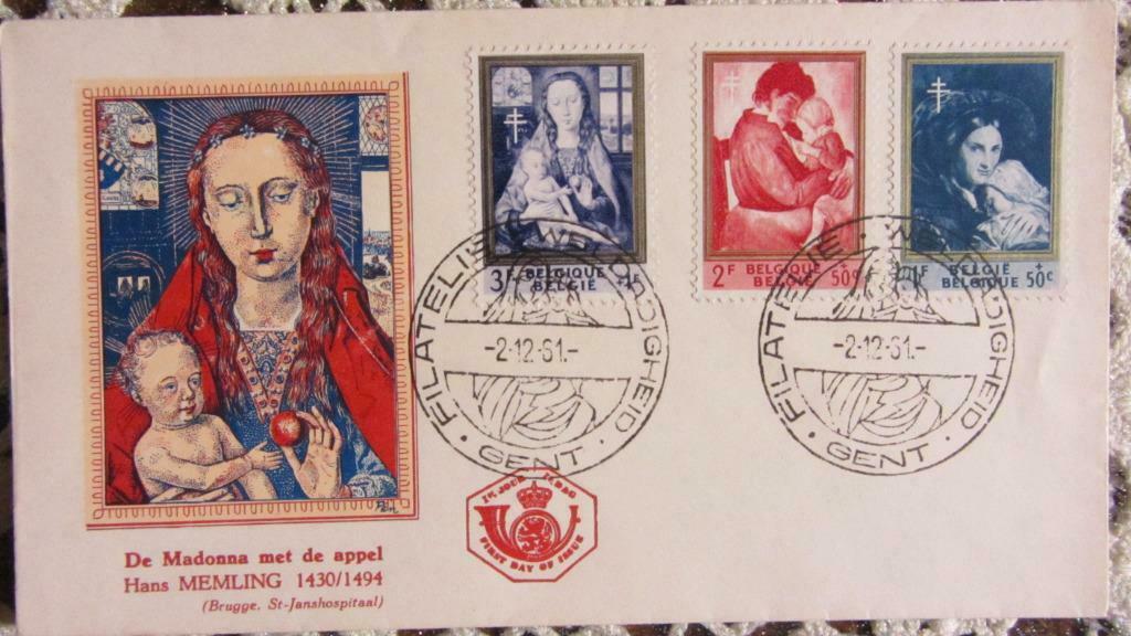 FIRST DAY COVER- SCHILDERIJEN- SCHILDERS-MEMLING- BELGIË, Postzegels en Munten, Ophalen of Verzenden, Gestempeld, Overige thema's