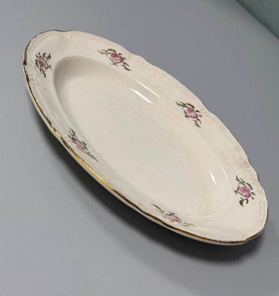 Vintage Ovale Porseleinen Schaal Bord 33x23 cm Bloemenmotief, Antiek en Kunst, Ophalen of Verzenden