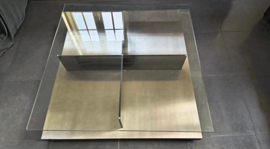 Glazen salontafel - Belgochrom Xeres, Ophalen, Zo goed als nieuw, Glas