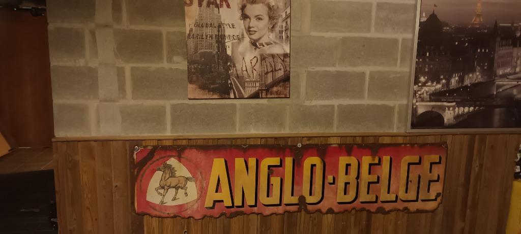 Oud emaille reclamebord Anglo-Belge, Enlèvement, Utilisé, Panneau publicitaire