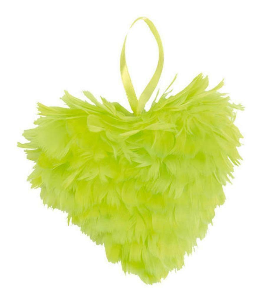 4 Coeurs plumes vert 12cm suspension  déco NEUF déco, Divers, Enlèvement, Neuf