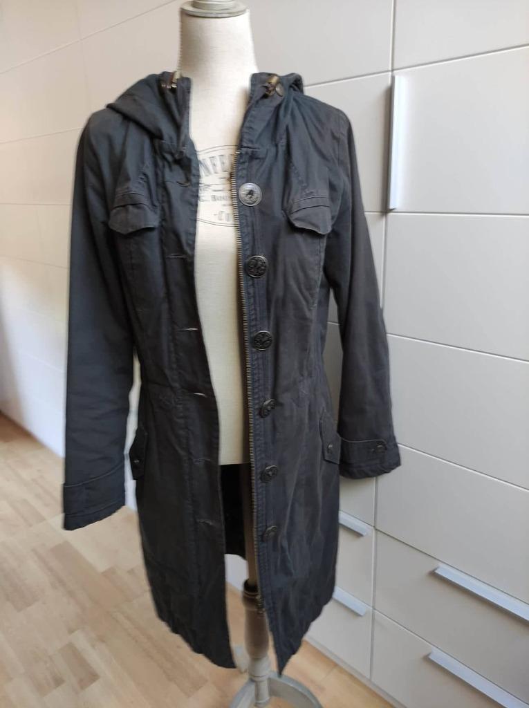 Manteau / parka anthracite bleuté taille S, Enlèvement ou Envoi, Porté, Taille 36 (S), Gris