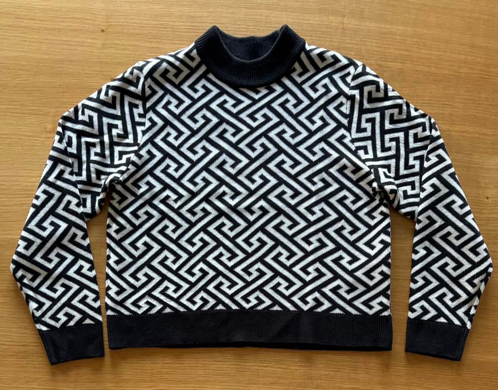 Pull col montant impression géométrique blanc/noir - S - 17€, Zwart, Pigalle, Ophalen of Verzenden, Zo goed als nieuw