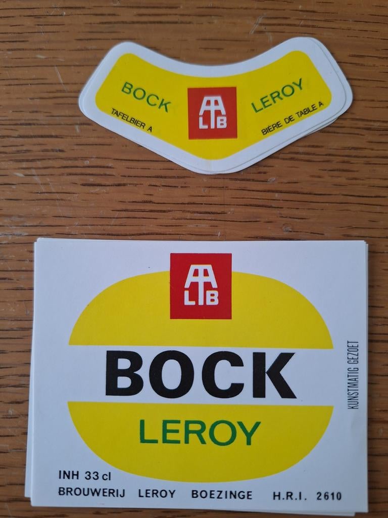 Bieretiket Bock Leroy brouwerij Leroy Boezinge, Verzamelen, Biermerken, Ophalen of Verzenden
