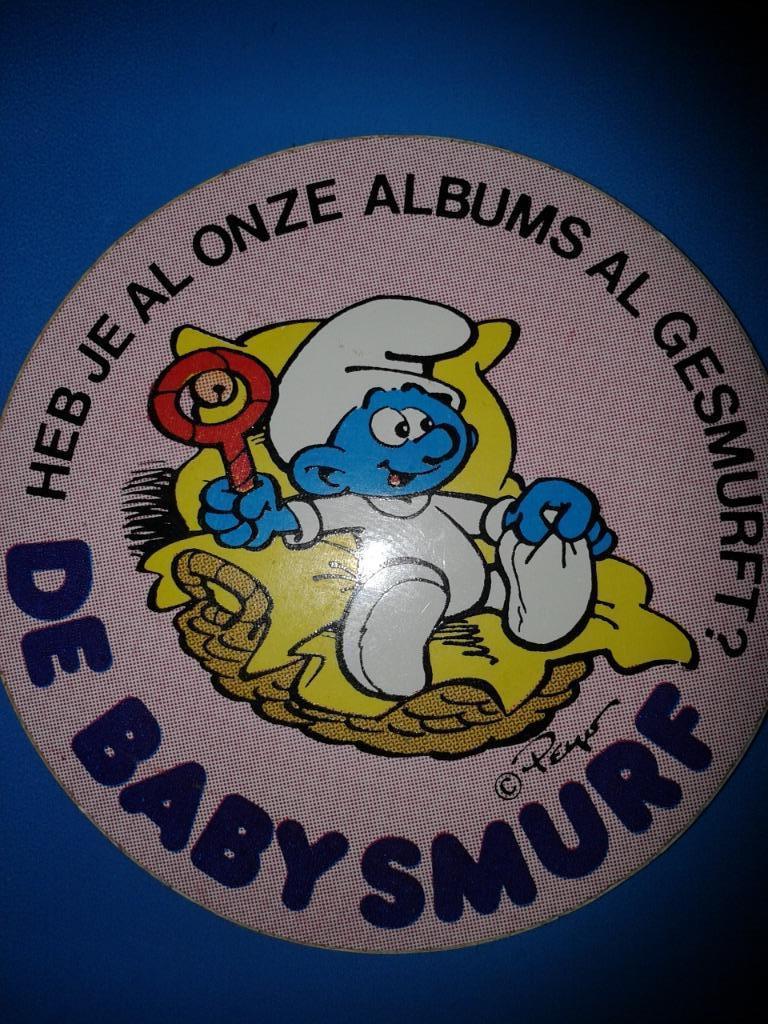 sticker babysmurf, Collections, Schtroumpfs, Enlèvement ou Envoi, Utilisé, Bébé Schtroumpf, Bande dessinée