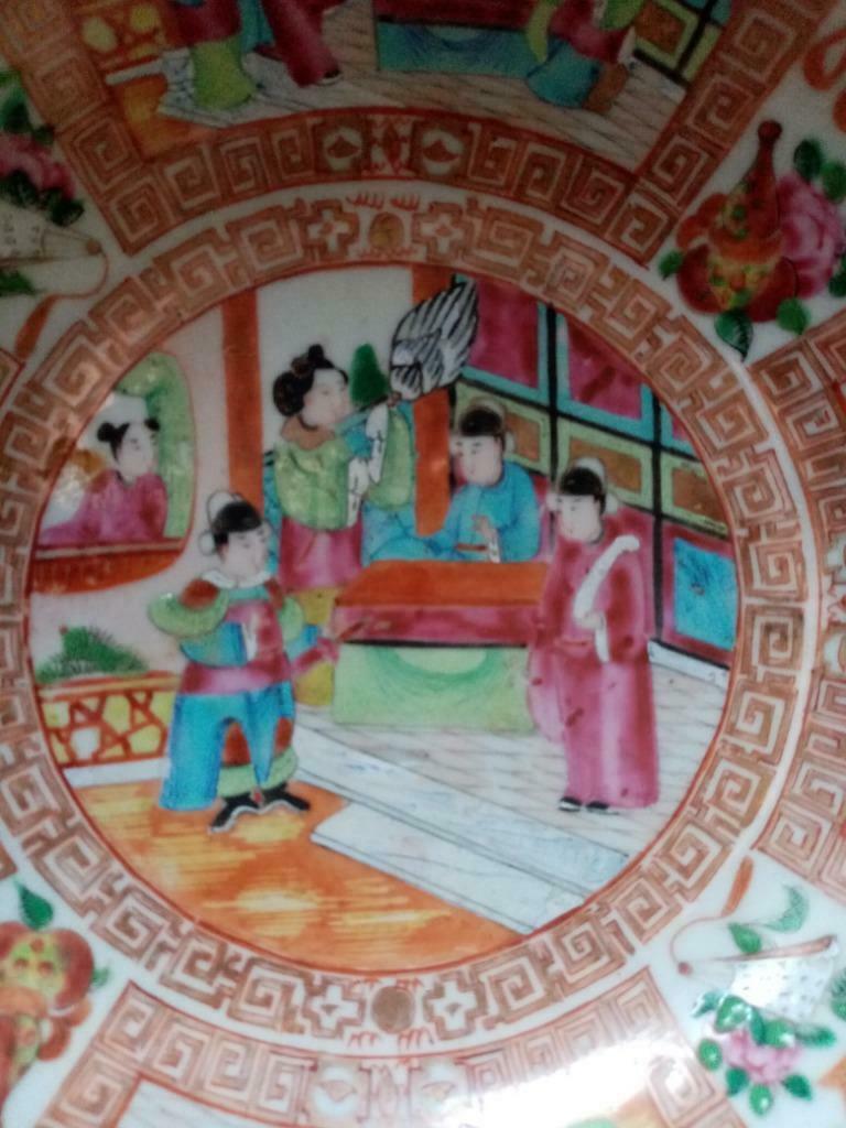 Bol chinois porcelaine Cantonaise/punch bowl/1860/80 (25/9cm, Antiquités & Art, Enlèvement ou Envoi