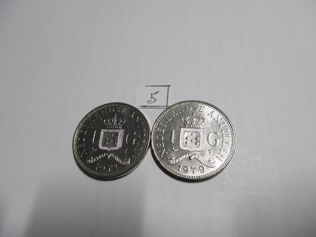 Ned Antilles 2X 1 Gulden 1971 en 1979, Ophalen of Verzenden, Los biljet